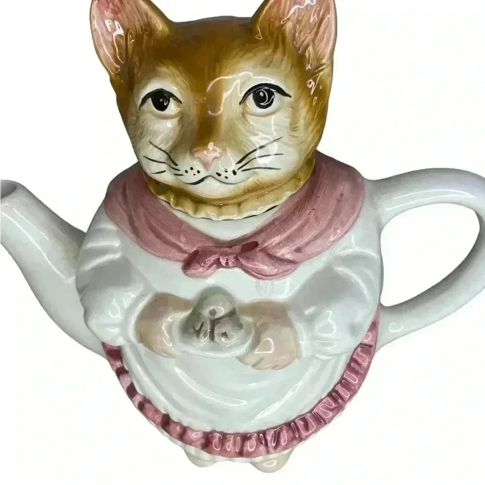 Vintage Cat Holding Cookies Teapot-Rara